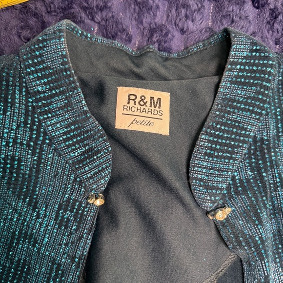R&M Richards blue blazer jacket and tank top, size 10P - Picture 5 of 9